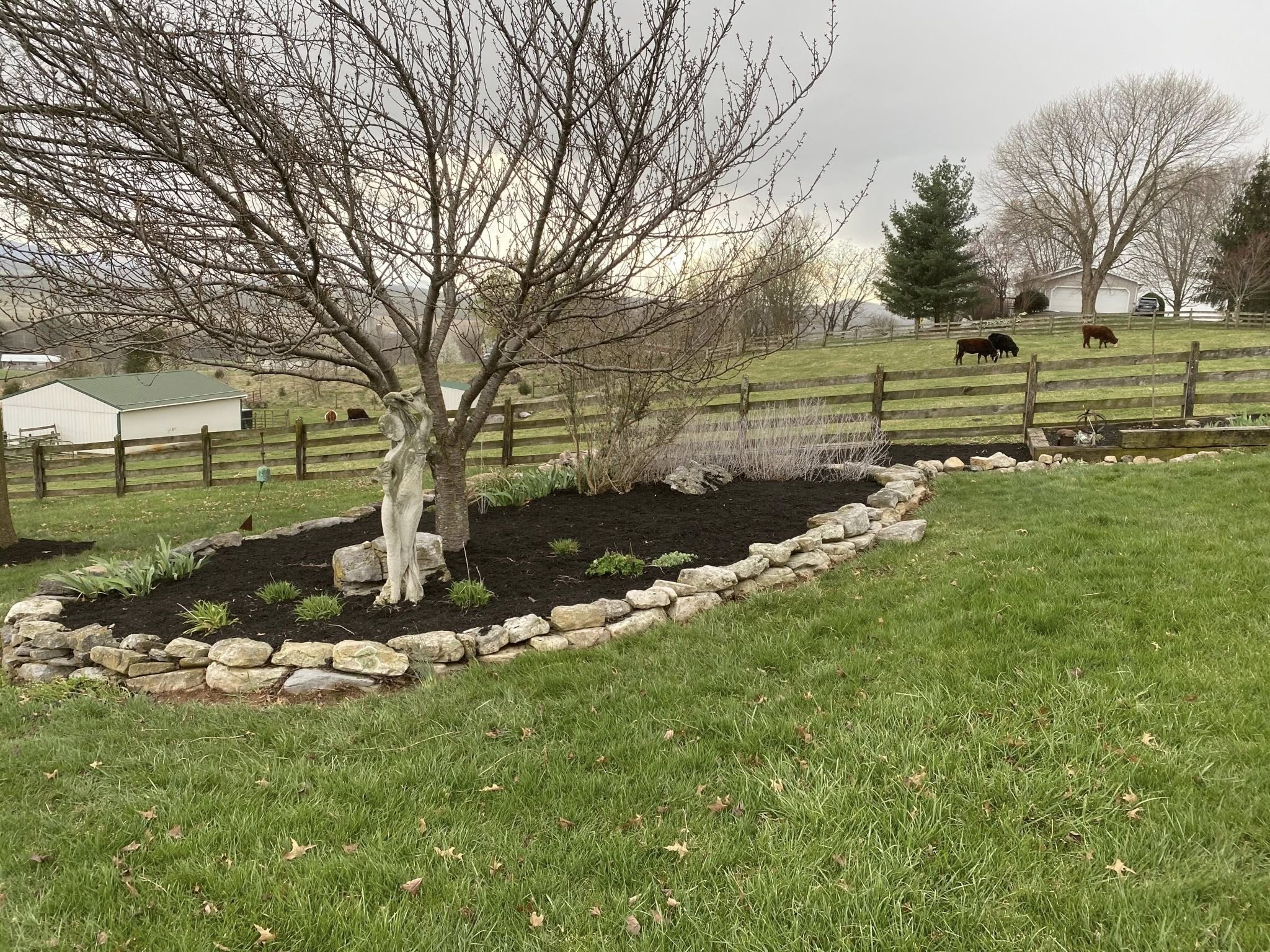 Stone border garden bed in Harrisonburg VA